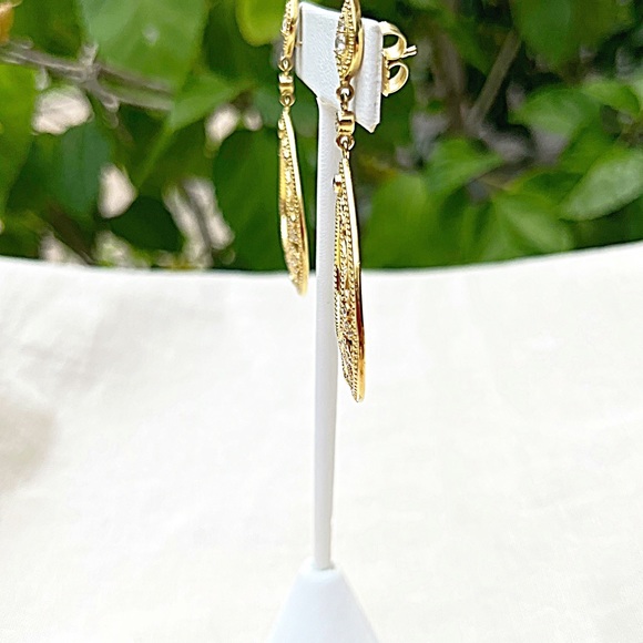 Penny Preville Diamond Pear Shape 18k Yellow Gold Stud Dangle Earrings, EUC - Picture 3 of 7